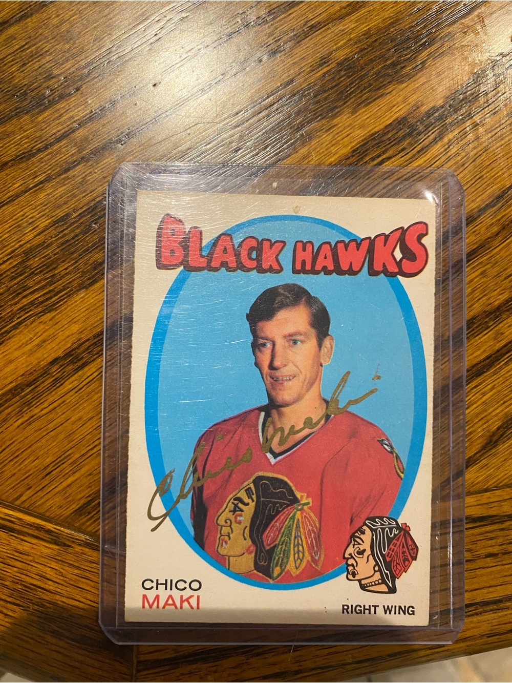 Signed OPC 1971 CHICAGO BLACK HAWKS CHICO MAKI NO44